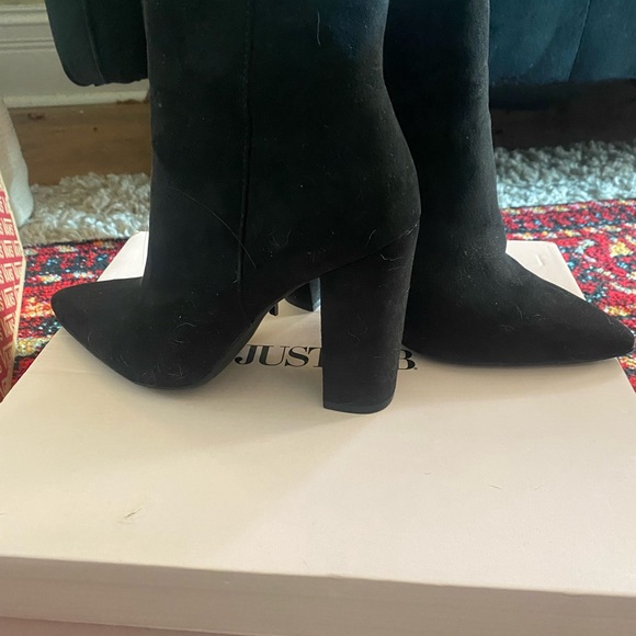 JUST FAB black suede booties - Picture 2 of 4